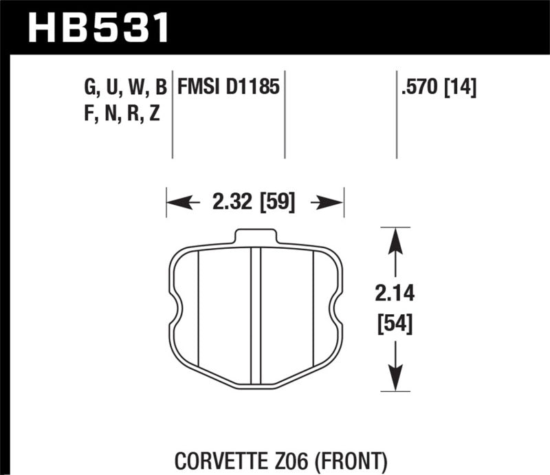 Hawk 2008 Chevrolet Corvette 7.0L 427 Limited Edition Z06 (Incl.Shims Pins) Front ER-1 Brake Pads Hawk Performance Brake Pads - Racing