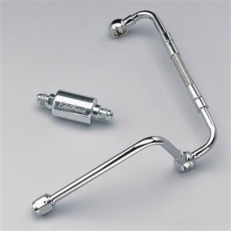 Edelbrock Dual Feed Line/Thunder Series Carb w/ Polished Fuel Filter Edelbrock Fuel Filters