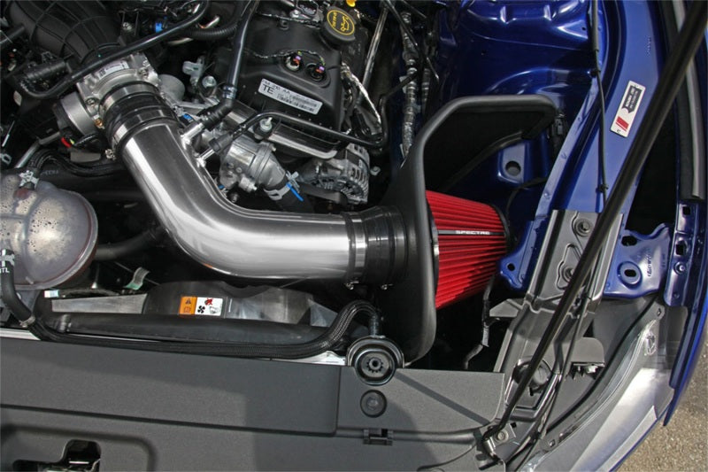 Spectre 15-16 Ford Mustang V6-3.7L F/I Air Intake Kit - Polished w/Red Filter Spectre Cold Air Intakes