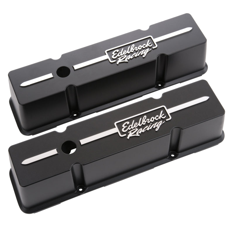 Edelbrock Valve Cover Racing Series Chevrolet 1959-1986 262-400 CI V8 Tall Black Edelbrock Valve Covers