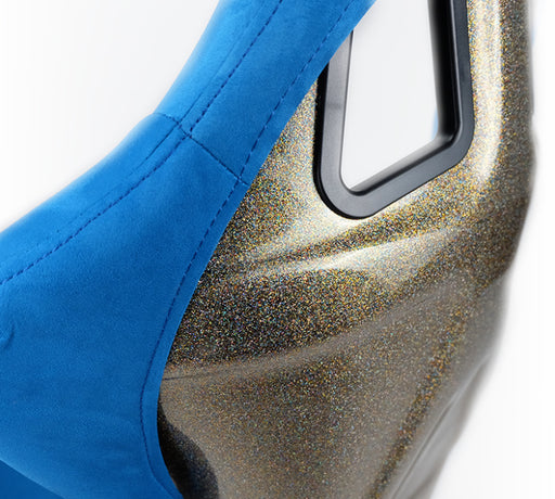 NRG FRP Bucket Seat ULTRA Edition - Large (Blue Alcantara/Gold Glitter Back) NRG Race Seats