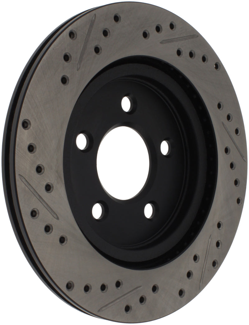 StopTech 05-10 Ford Mustang Slotted & Drilled Left Rear Rotor Stoptech Brake Rotors - Slot & Drilled