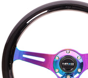 NRG Classic Wood Grain Steering Wheel (350mm) Black Paint Grip w/Neochrome 3-Spoke Center NRG Steering Wheels