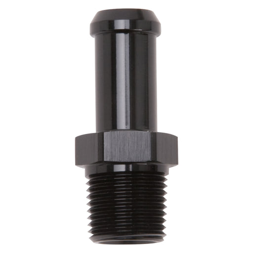 Edelbrock Hose End Straight 3/8In NPT to 1/2In Barb Black Anodize Edelbrock Fittings