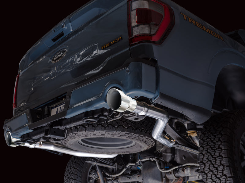 AWE Tuning 2021+ Ford F150 Tremor w/ Bumper Cutouts 0FG Non-Resonated Cat-Back w/ Chrome Silver Tips AWE Tuning Catback