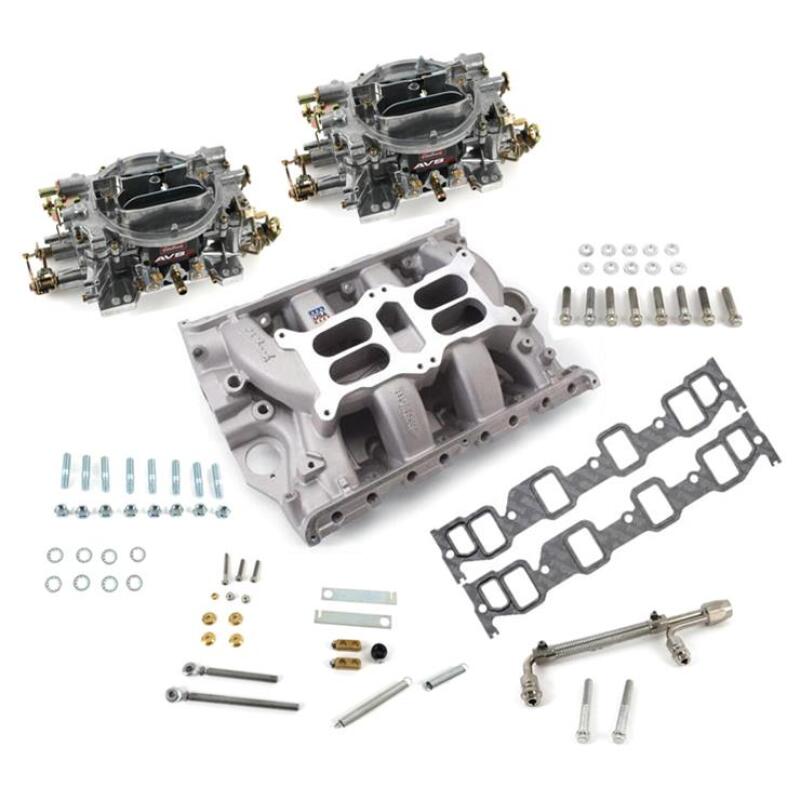 Edelbrock Manifold and Carb Kit Dual Quad RPM Air Gap 390-428 FE Ford Edelbrock Intake Manifolds