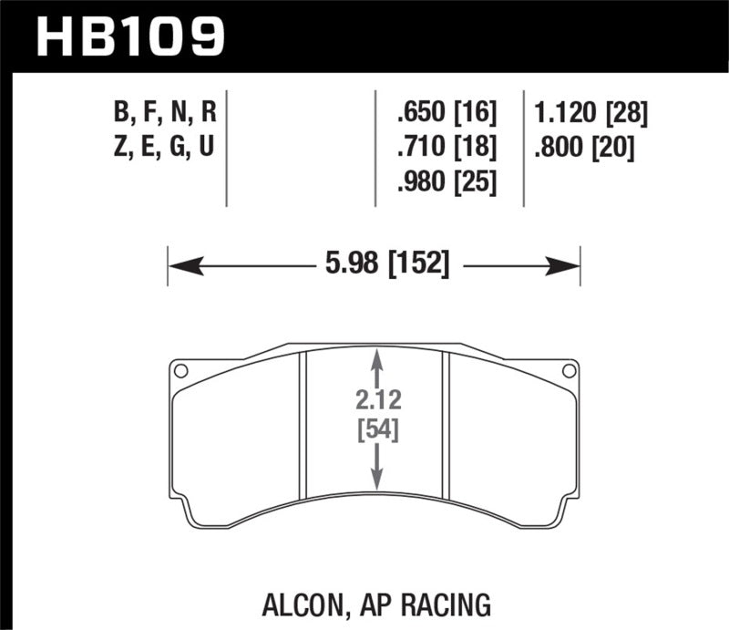 Hawk Alcon TA-6 / AP Racing CP5060-2/3/4/5ST / AP Racing CP5555 / Rotora FC6 DTC-70 Race Brake Pads Hawk Performance Brake Pads - Racing