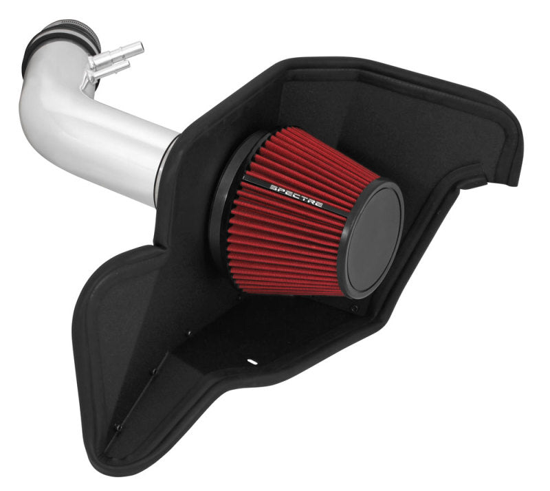 Spectre 15-16 Ford Mustang V6-3.7L F/I Air Intake Kit - Polished w/Red Filter Spectre Cold Air Intakes