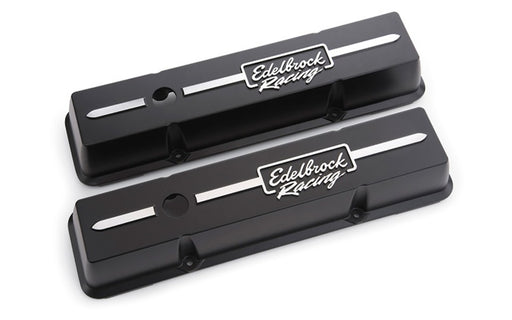 Edelbrock Valve Cover Racing Series Chevrolet 1959-1986 262-400 CI V8 Low Black Edelbrock Valve Covers