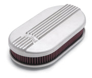 Edelbrock Air Cleaner Classic Series Oval Aluminum Top Cloth Element 17 5In X 9 35In X 3 9In Satin Edelbrock Air Filters - Universal Fit