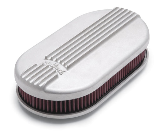Edelbrock Air Cleaner Classic Series Oval Aluminum Top Cloth Element 17 5In X 9 35In X 3 9In Satin Edelbrock Air Filters - Universal Fit