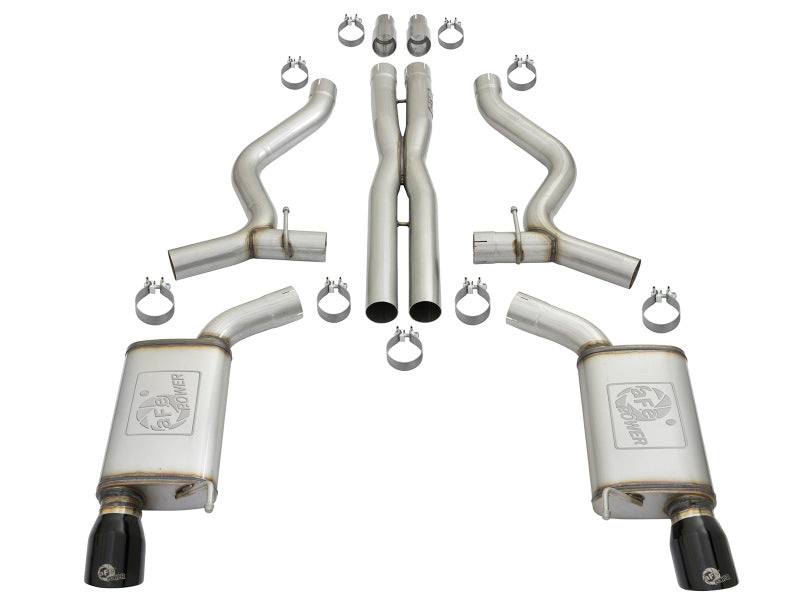 aFe MACHForce XP 3in 304 SS Cat-Back Exhausts w/ Black Tips 15-17 Ford Mustang GT V8-5.0L/V6-3.7L aFe Catback