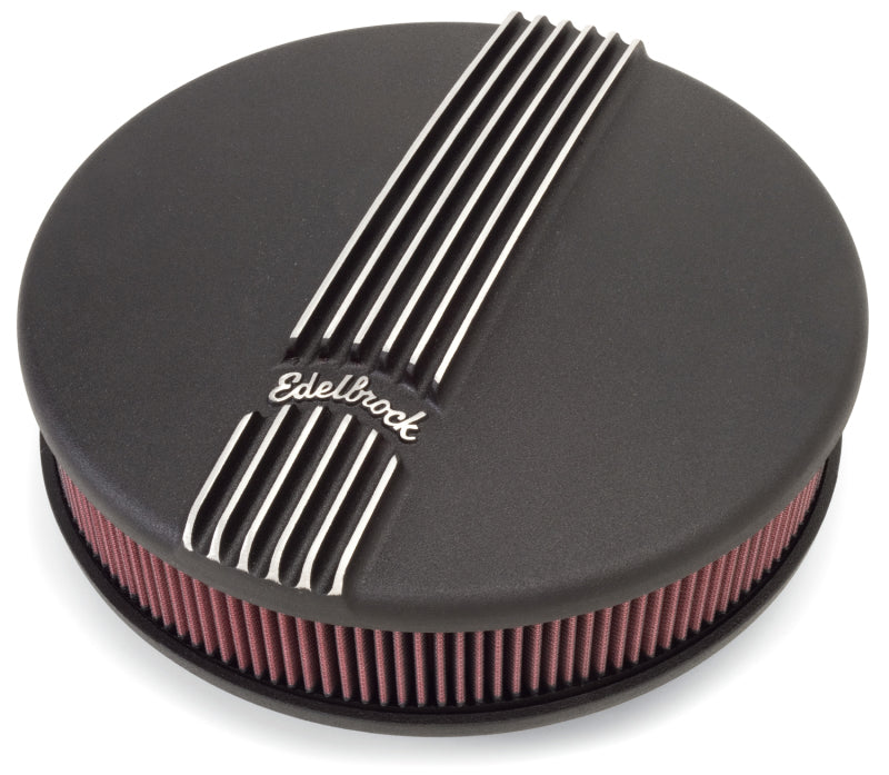 Edelbrock Air Cleaner Classic Series Round Aluminum Top Cloth Element 14In Dia X 3 9In Black Edelbrock Air Filters - Universal Fit