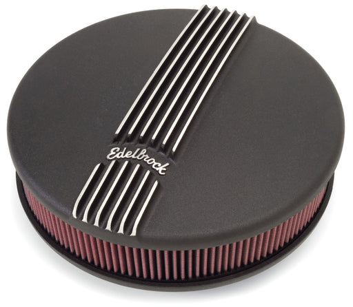 Edelbrock Air Cleaner Classic Series Round Aluminum Top Cloth Element 14In Dia X 3 9In Black Edelbrock Air Filters - Universal Fit