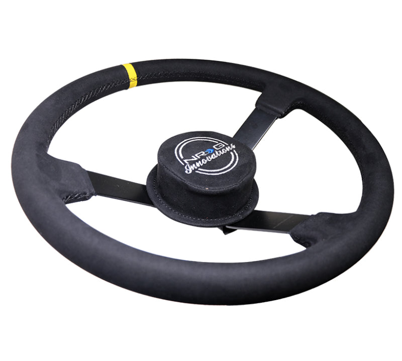 NRG Reinforced Steering Wheel (380mm) Nascar/ Alcantara 3 Spoke w/ NRG Logo/ Removable Crushed Pad NRG Steering Wheels
