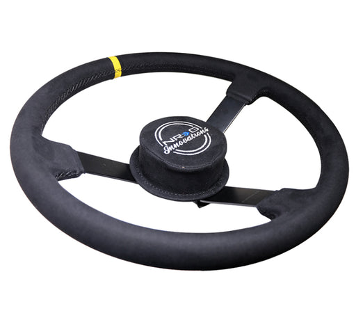 NRG Reinforced Steering Wheel (380mm) Nascar/ Alcantara 3 Spoke w/ NRG Logo/ Removable Crushed Pad NRG Steering Wheels
