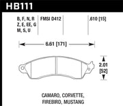 Hawk 1991 Chevrolet Camaro 3.1L Heritage Edition Performance Package Front ER-1 Brake Pads Hawk Performance Brake Pads - Racing