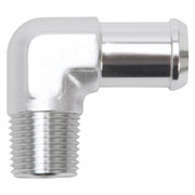 Edelbrock Hose End 90-Deg 1/2In NPT to 3/4In Barb Clear Anodize Edelbrock Fittings