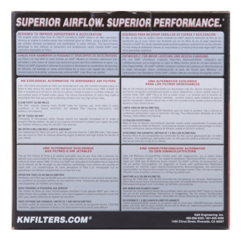 K&N Universal Round Clamp-On Air Filter 2in. Flange / 5-3/8in. OD / 2in. Height K&N Engineering Air Filters - Universal Fit