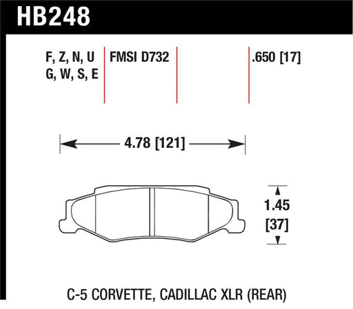 Hawk 97-06 Corvette (incl C5 Z06) HP+ Street Rear Brake Pads Hawk Performance Brake Pads - Performance