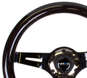 NRG Classic Wood Grain Steering Wheel (310mm) Black w/Black Chrome 3-Spoke Center NRG Steering Wheels