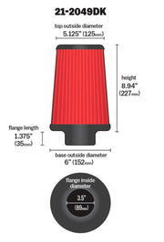 AEM 3.5 in Short Neck 9 in Element Filter AEM Induction Air Filters - Universal Fit