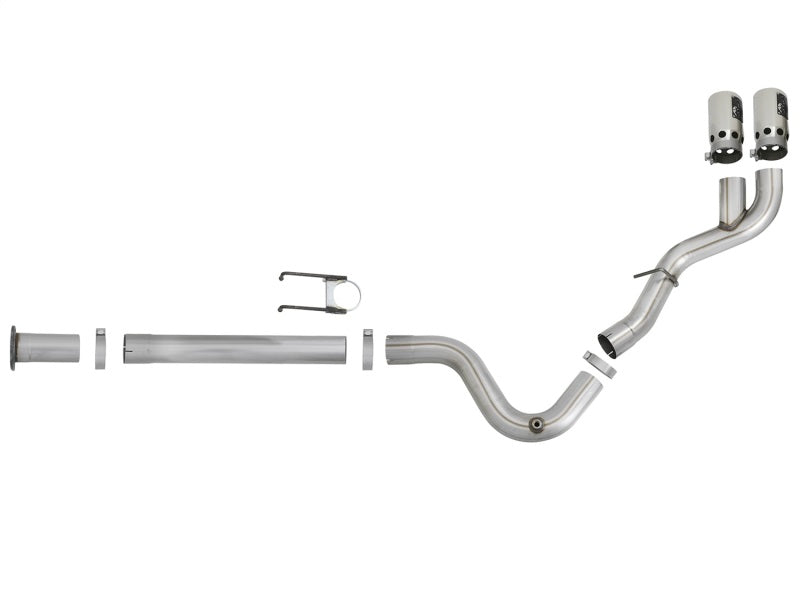 aFe Rebel XD 4in SS Down-Pipe Back Exhaust w/Dual Polished Tips 17-18 Ford Diesel Trucks V8-6.7L(td) aFe DPF Back