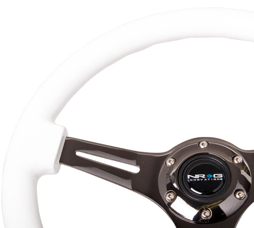 NRG Classic Wood Grain Steering Wheel (350mm) White Paint Grip w/Black 3-Spoke Center NRG Steering Wheels