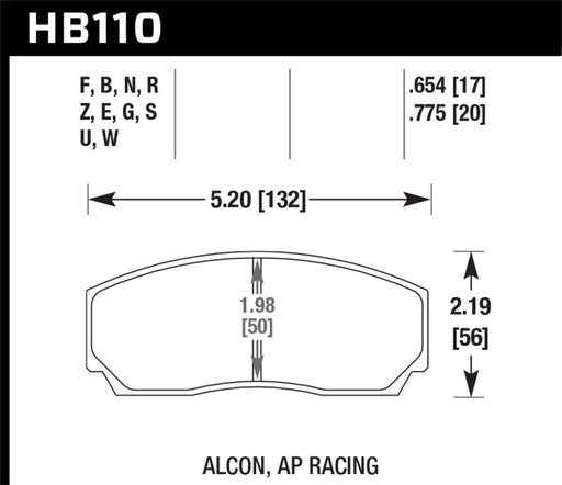 Hawk AP CP3307 / CP5040 / CP5200 Caliper DTC-70 Race Brake Pads Hawk Performance Brake Pads - Racing