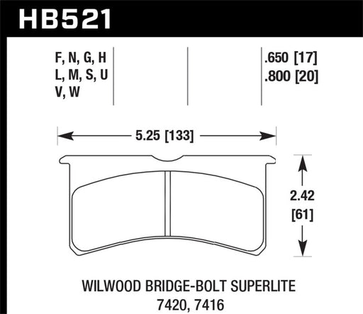 Hawk Wilwood BB SL 7421 HPS 5.0 Brake Pads Hawk Performance Brake Pads - Performance