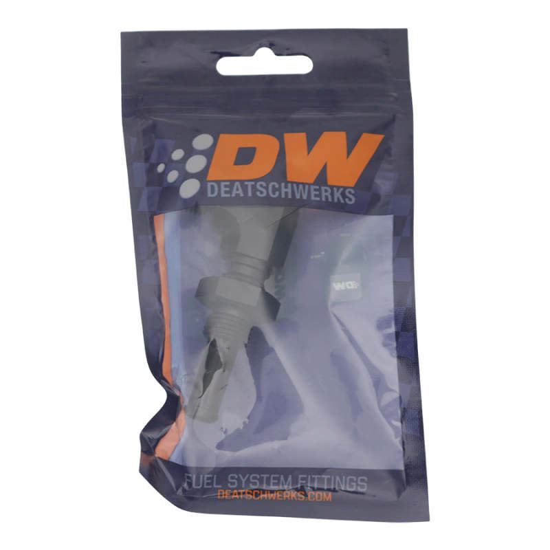 DeatschWerks 6AN Male Flare to 90-Degree 3/8in Single Hose Barb - Anodized Matte Black DeatschWerks Fittings