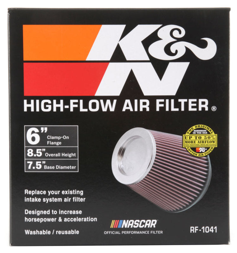 K&N Round Tapered Universal Air Filter 6 inch Flange 7 1/2 inch Base 5 inch Top 7 1/2 inch Height K&N Engineering Air Filters - Universal Fit