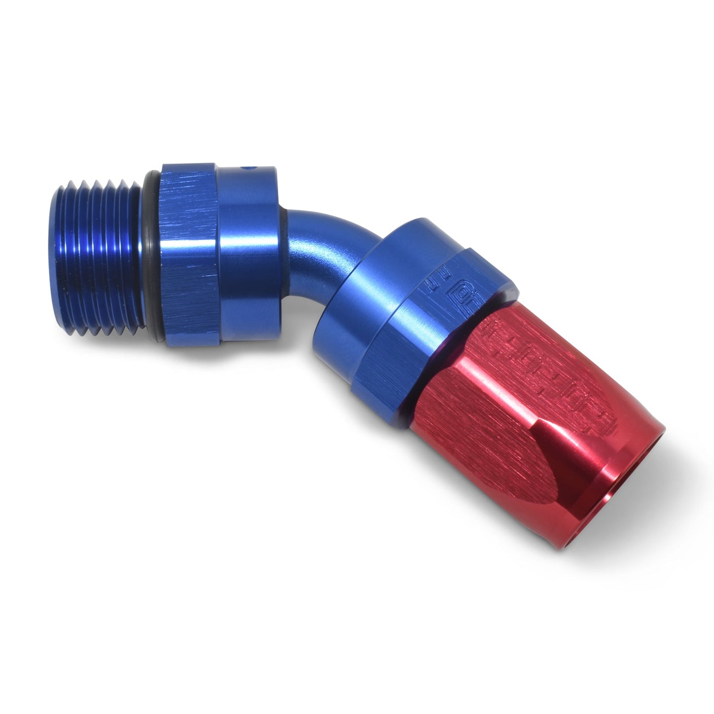 10AN 45 Degree Radius Port Hose End To 7/8"-14 O-Ring Boss With Red/Blue Finish RUSSELL Autoparts
