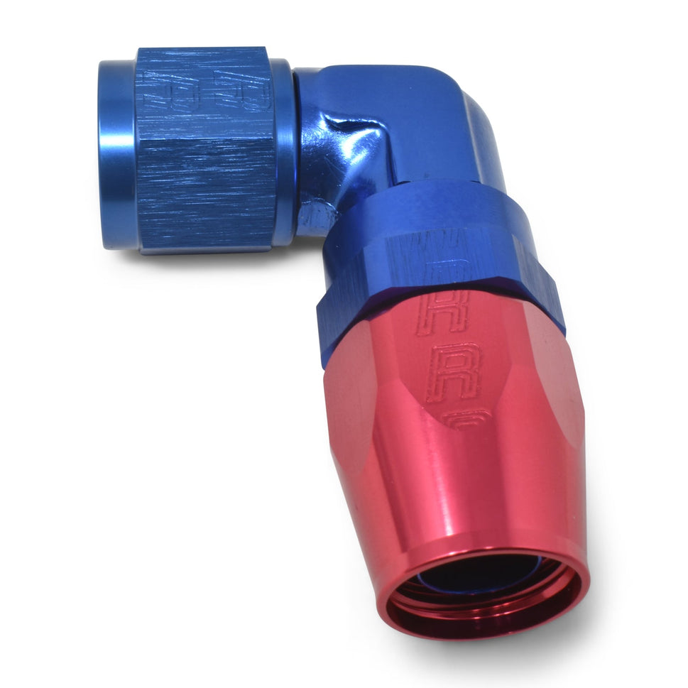 10AN 90 Degree Forged Aluminum Hose End With Red/Blue Finish