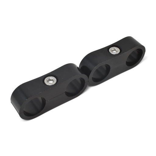 10AN Aluminum Hose Separator For Two 10AN Size Tubing With Black Finish - Pair RUSSELL Autoparts