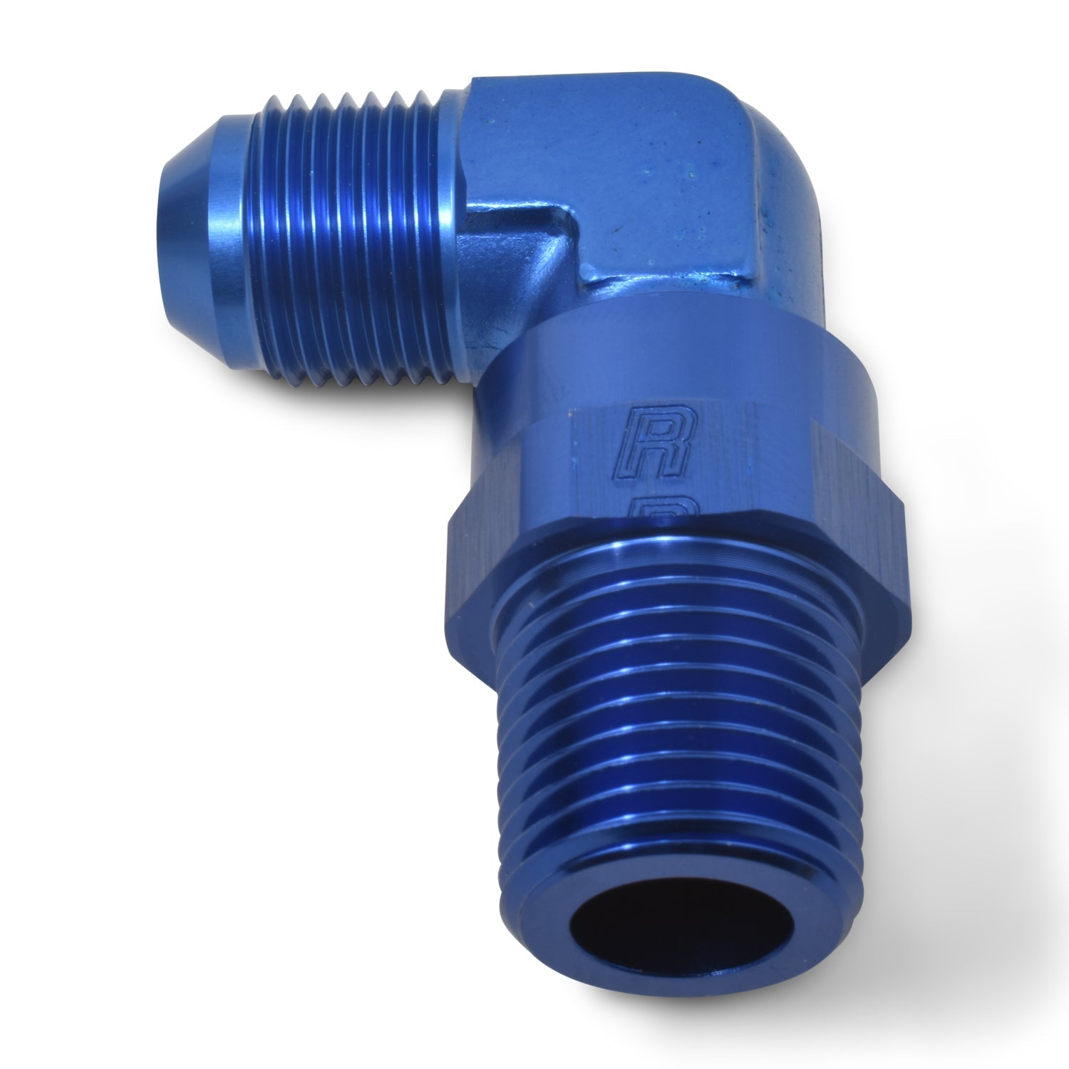 10AN Flare Male To 3/8" NPT Male 90 Degree Swivel Fitting With Blue Finish