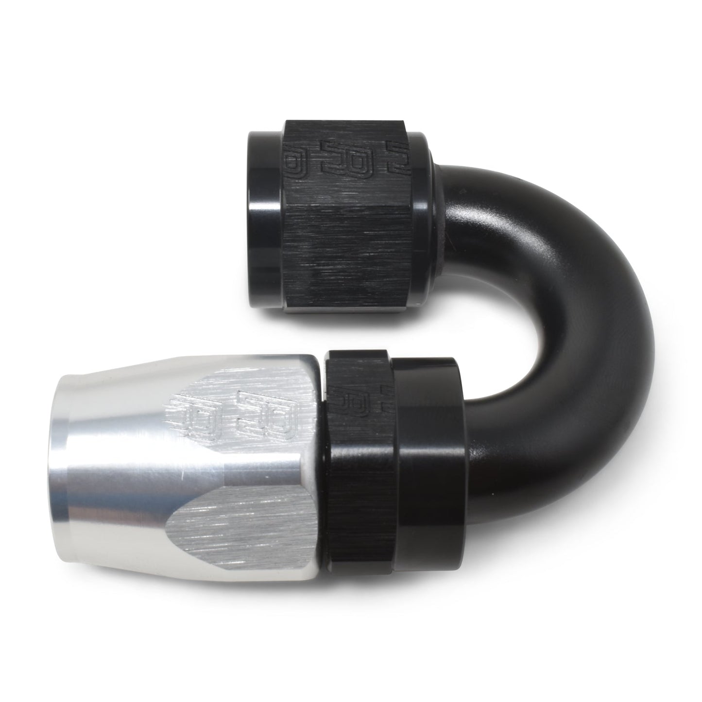 10AN ProClassic Swivel 180 Degree Tight Radius Hose End, Black/Silver RUSSELL Autoparts