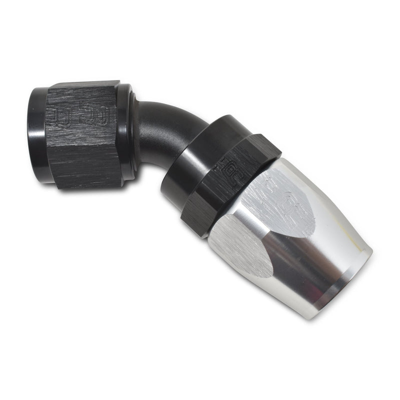 10AN ProClassic Swivel 45 Degree Hose End With Black/Silver Finish RUSSELL Autoparts