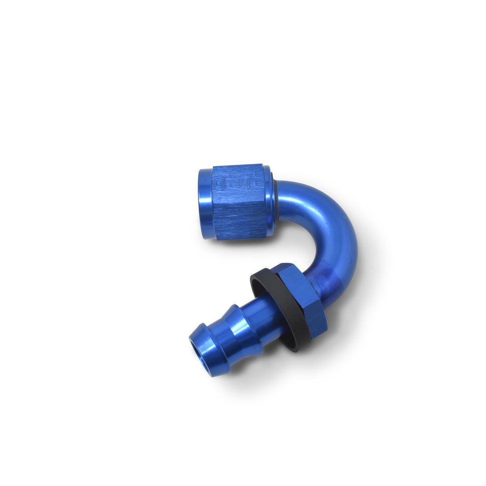 10AN Twist-Lok 180 Degree Tight 5/16" Radius Hose End With Blue Finish