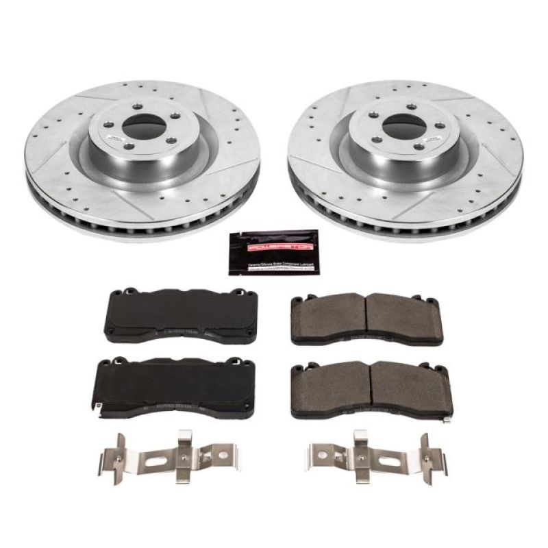 Power Stop 15-22 Ford Mustang Front Z23 Evolution Brake Kit PowerStop Brake Rotors - Slot & Drilled