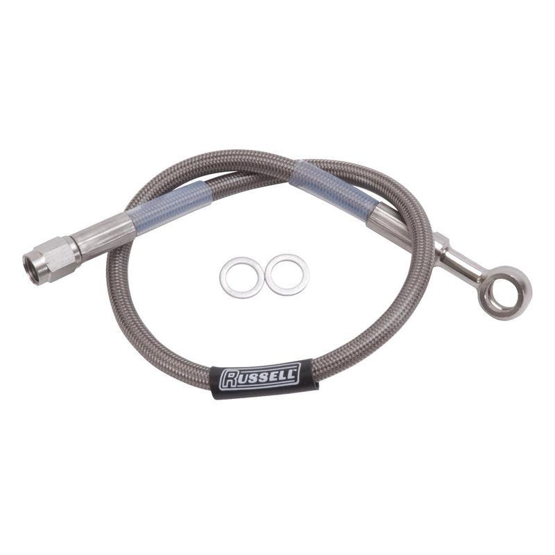10mm Banjo 3/8" To Straight 3AN Competion Brake Hose - 18" Length RUSSELL Autoparts