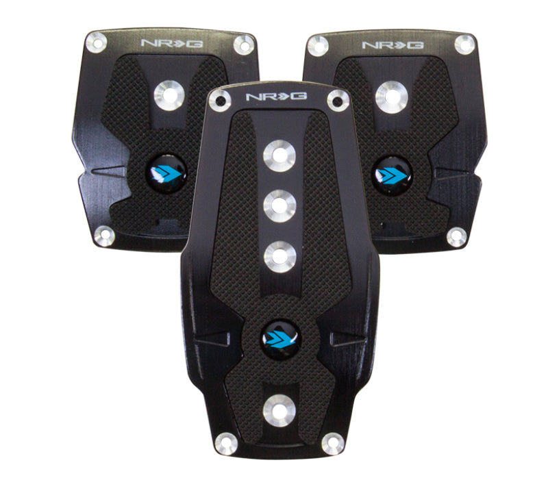 NRG Brushed Aluminum Sport Pedal M/T - Black w/Black Rubber Inserts NRG Pedal Covers