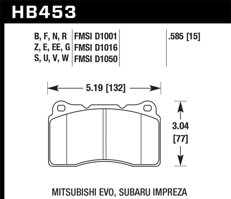 Hawk Street HPS 5.0 Frt Brake Pad Brembo 03-06 Evo / 04-14 STI / 09-10 Evo / 09-10 Genesis /04-08 TL Hawk Performance Brake Pads - Performance