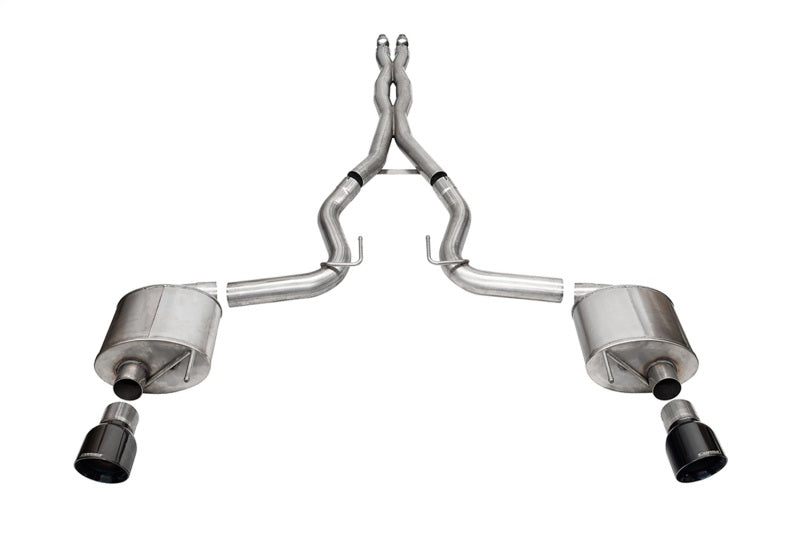 Corsa 24+ Ford MustangGT Sport Cat-Back Ex.Sys 3.0in Dual Rear Exit w/4.5in Blk PVD Pro Series Tips CORSA Performance Catback
