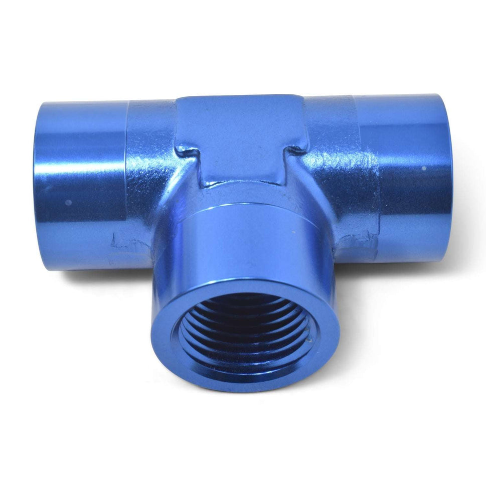 1/2" Female NPT Pipe Tee Adapter Fitting With Blue Finish