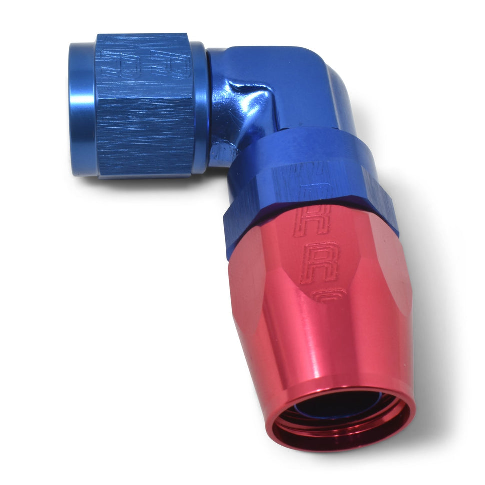 12AN 90 Degree Forged Aluminum Hose End With Red/Blue Finish