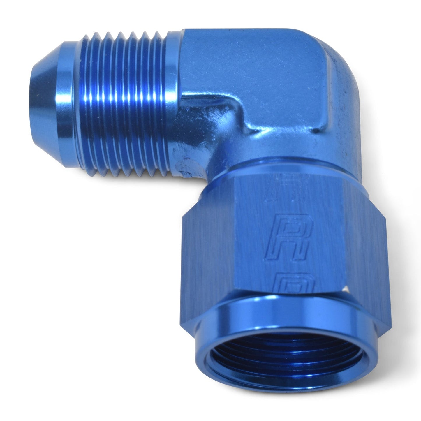 12AN 90 Degree Swivel Female To 3AN Male Adapter Fitting With Blue Finish RUSSELL Autoparts