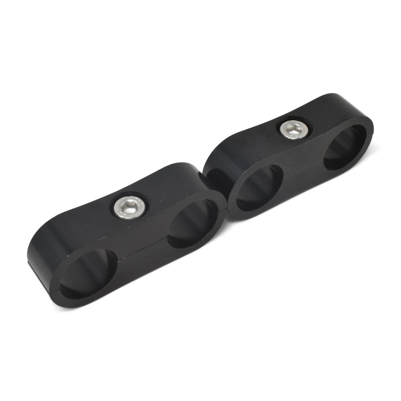 12AN Aluminum Hose Separator For Two 12AN Size Tubing With Black Finish - Pair RUSSELL Autoparts