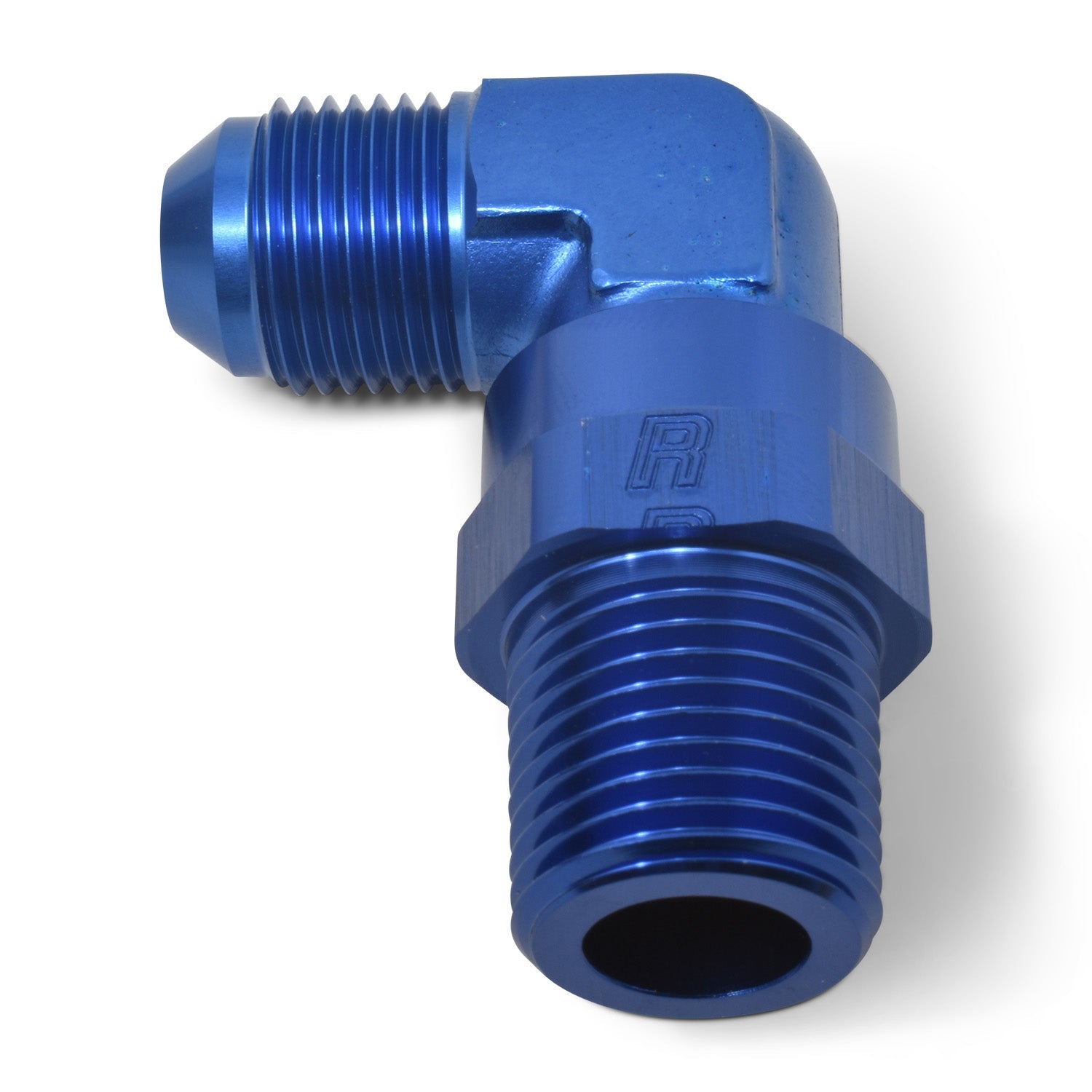 12AN Flare Male To 3/4" NPT Male 90 Degree Swivel Fitting With Blue Finish