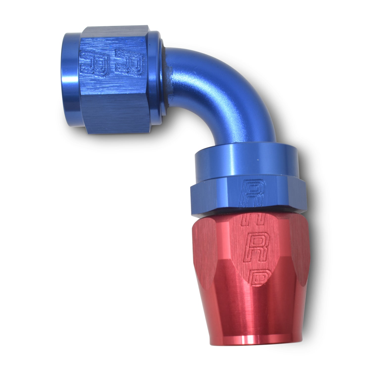 12AN ProClassic 90 Degree Hose End With Red/Blue Finish